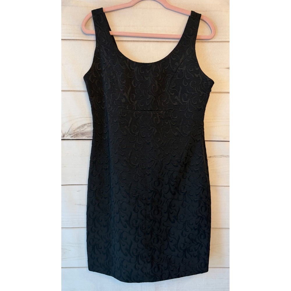 Nanette Lepore Black Jacquard Sleeveless Cocktail Dress Size 8 Textured LBD